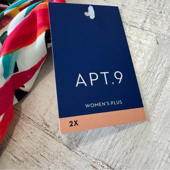 Apt. 9 Batik Tankini Top NWT size 2X Colorful Palm Print Halterkini Swimsuit - Picture 2 of 10